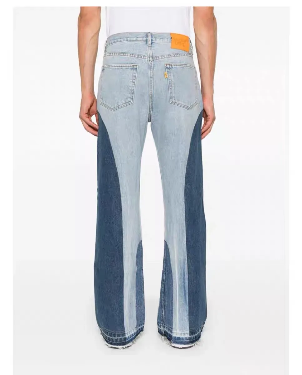 p270 646#Gallery Dept New style oval stitching washed blue stitching straight wide leg jeans American retro casual trousers washed blue S~XL